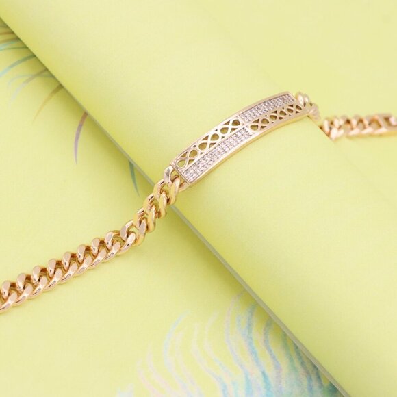 "Elegant Rose Gold Bracelet with Teardrop Cutouts & CZ Accents, XPBL0963 - Picture 4 of 12